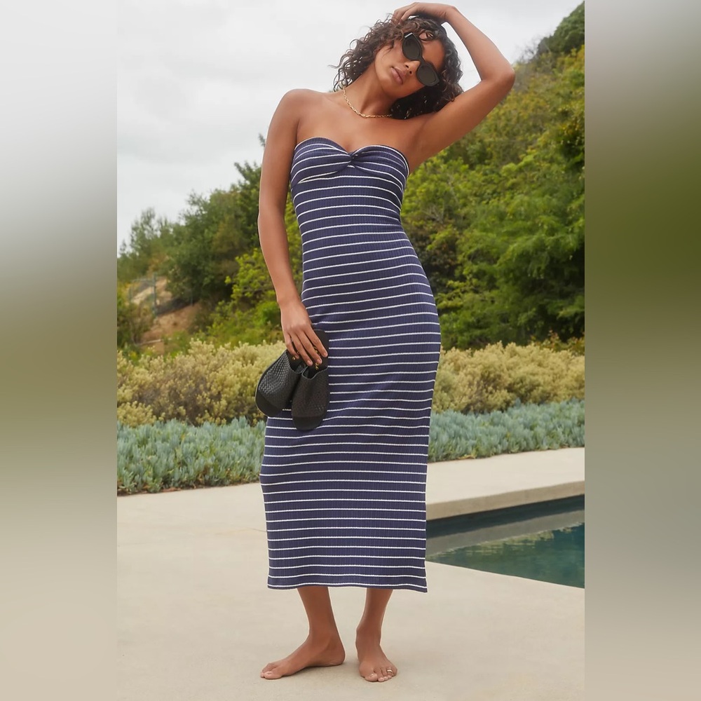 By Anthropologie Strapless Twist-Front Dress